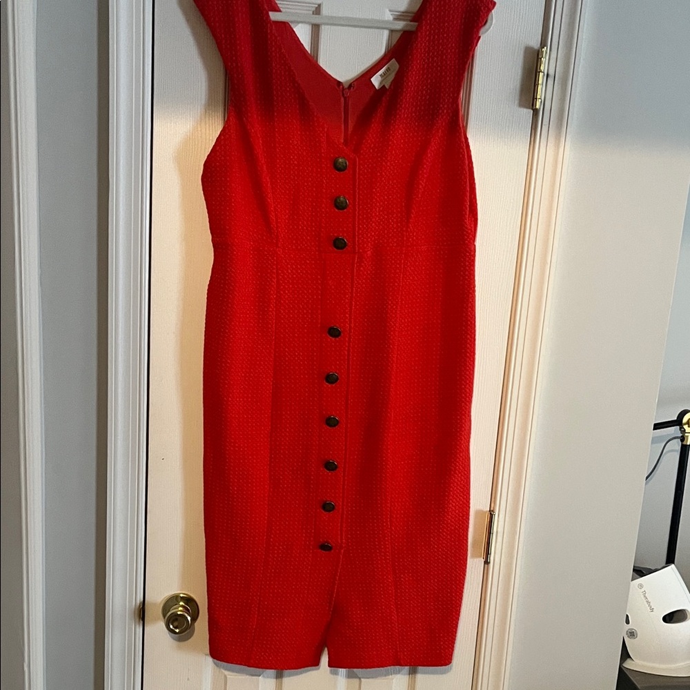 Anthropologie Red MidiDress with Buttons